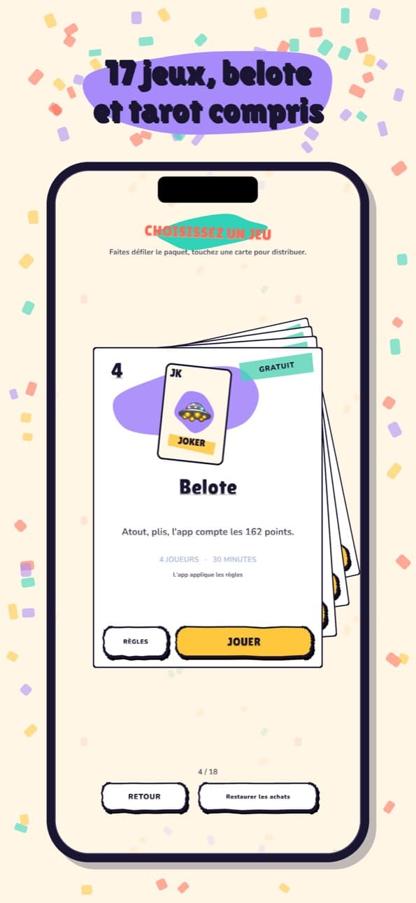 Le catalogue des jeux, fiche de la belote